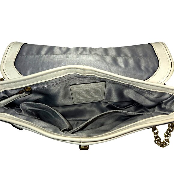 Coach Chelsea Parchment Leather Flap Turn Lock Shoulder or Crossbody Bag Chain - Picture 14 of 14